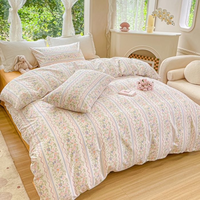 91家纺网 家纺一手货源 找家纺 珺柔家纺 2023新款13372全棉印花四件套 花香