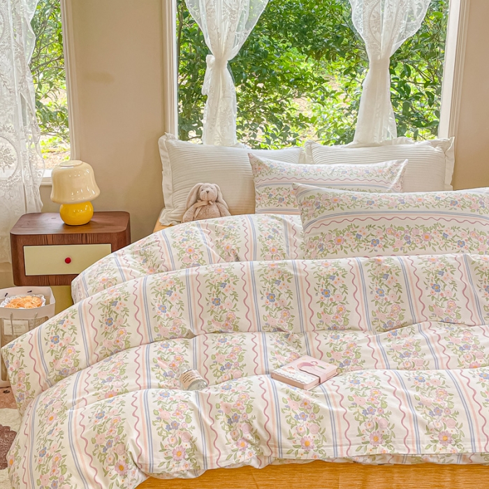 91家纺网 家纺一手货源 找家纺 珺柔家纺 2023新款13372全棉印花四件套 花香