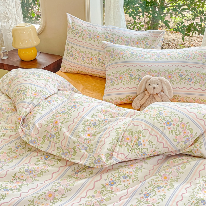 91家纺网 家纺一手货源 找家纺 珺柔家纺 2023新款13372全棉印花四件套 花香