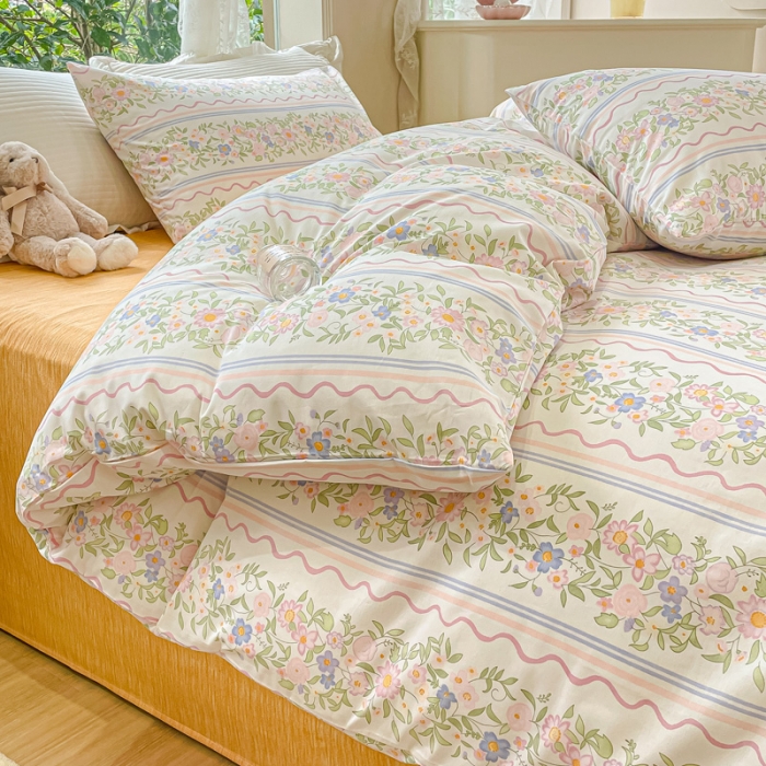 91家纺网 家纺一手货源 找家纺 珺柔家纺 2023新款13372全棉印花四件套 花香