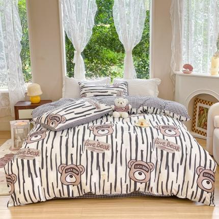 珺柔家纺 2023新款13372全棉印花四件套 条纹宝贝