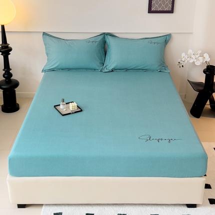 91家纺网 家纺一手货源 找家纺 品乐家纺 2023新款全棉磨毛英文字母绣床笠+枕套 艾丽兰