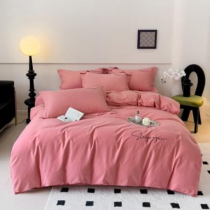 91家纺网 家纺一手货源 找家纺 品乐家纺 2023新款全棉磨毛英文字母绣系列四件套 艾丽沙