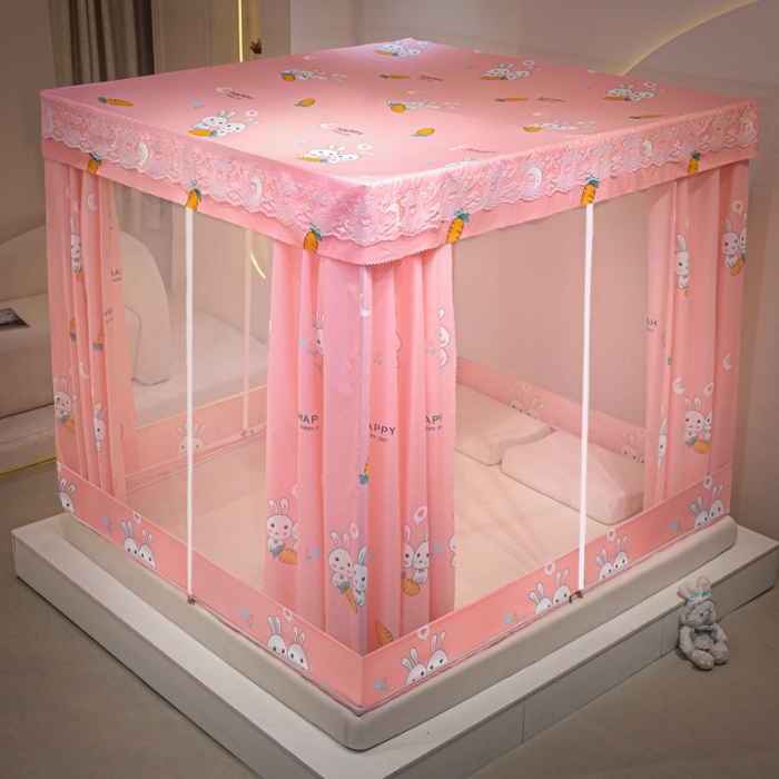 91家纺网 家纺一手货源 找家纺 千逸虹 2024新款印花遮光坐床回底蚊帐 萝卜兔