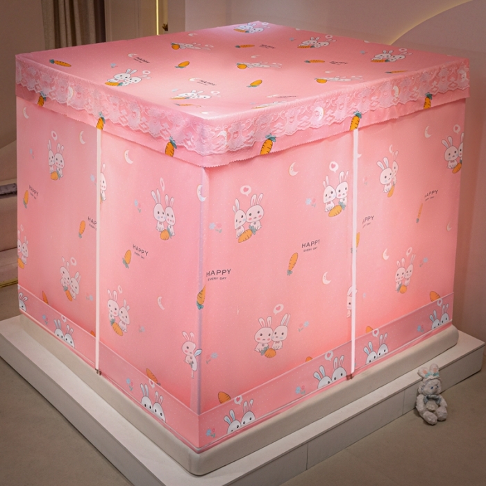 91家纺网 家纺一手货源 找家纺 千逸虹 2024新款印花遮光坐床回底蚊帐 萝卜兔