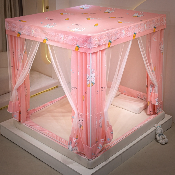 91家纺网 家纺一手货源 找家纺 千逸虹 2024新款印花遮光坐床回底蚊帐 萝卜兔