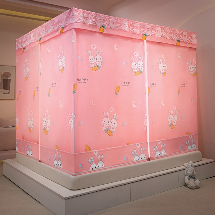 91家纺网 家纺一手货源 找家纺 千逸虹 2024新款印花遮光坐床回底蚊帐 萝卜兔