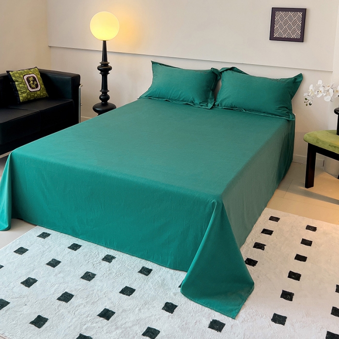 91家纺网 家纺一手货源 找家纺 品乐家纺 2023新款全棉磨毛英文字母绣系列四件套 艾丽墨绿