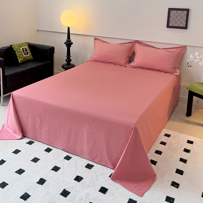 91家纺网 家纺一手货源 找家纺 品乐家纺 2023新款全棉磨毛英文字母绣系列四件套 艾丽沙