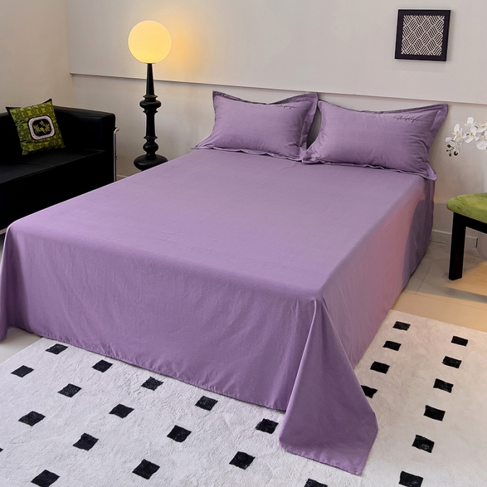 91家纺网 家纺一手货源 找家纺 品乐家纺 2023新款全棉磨毛英文字母绣系列四件套 艾丽紫