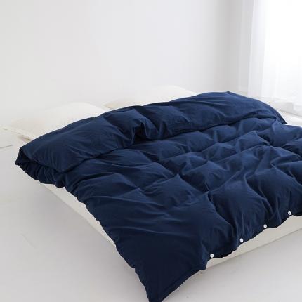 91家纺网 家纺一手货源 找家纺 （总）安莱生活 2023新款水洗棉全棉色织高支高密纽扣款工艺单品被套