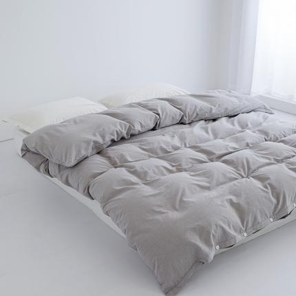 91家纺网 家纺一手货源 找家纺 安莱生活 2023新款水洗棉全棉色织高支高密纽扣款工艺单品被套 银灰