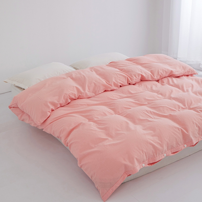 91家纺网 家纺一手货源 找家纺 （总）安莱生活 2023新款水洗棉全棉色织高支高密纽扣款工艺单品被套