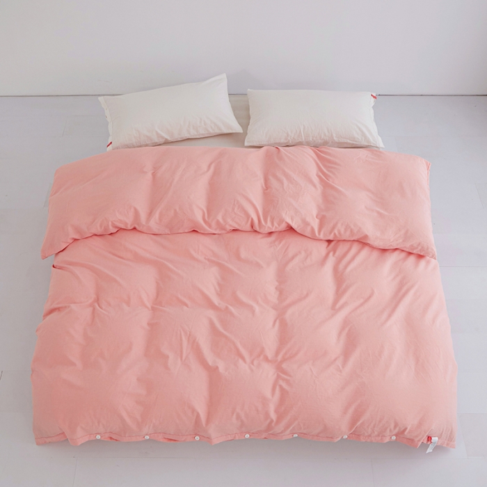 91家纺网 家纺一手货源 找家纺 （总）安莱生活 2023新款水洗棉全棉色织高支高密纽扣款工艺单品被套