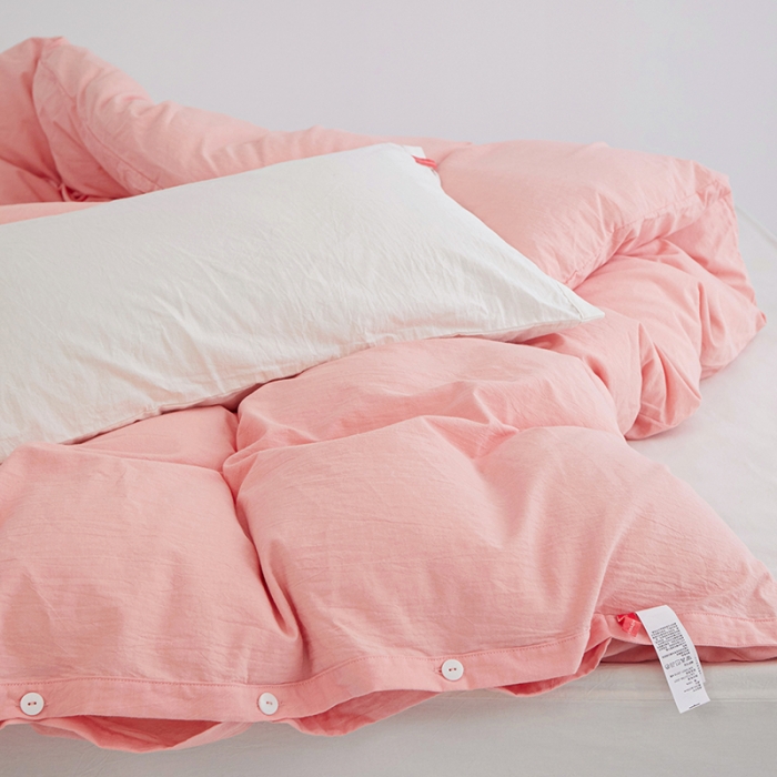 91家纺网 家纺一手货源 找家纺 （总）安莱生活 2023新款水洗棉全棉色织高支高密纽扣款工艺单品被套