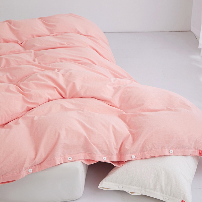 91家纺网 家纺一手货源 找家纺 （总）安莱生活 2023新款水洗棉全棉色织高支高密纽扣款工艺单品被套