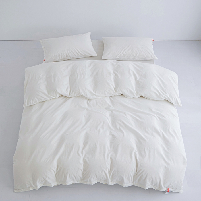 91家纺网 家纺一手货源 找家纺 安莱生活 2023新款水洗棉全棉色织高支高密纽扣款工艺单品被套 纯白