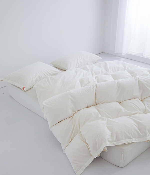 91家纺网 家纺一手货源 找家纺 安莱生活 2023新款水洗棉全棉色织高支高密纽扣款工艺单品被套 纯白