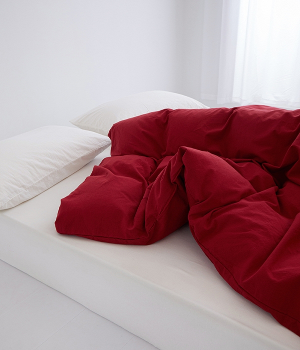 91家纺网 家纺一手货源 找家纺 安莱生活 2023新款水洗棉全棉色织高支高密纽扣款工艺单品被套 大红