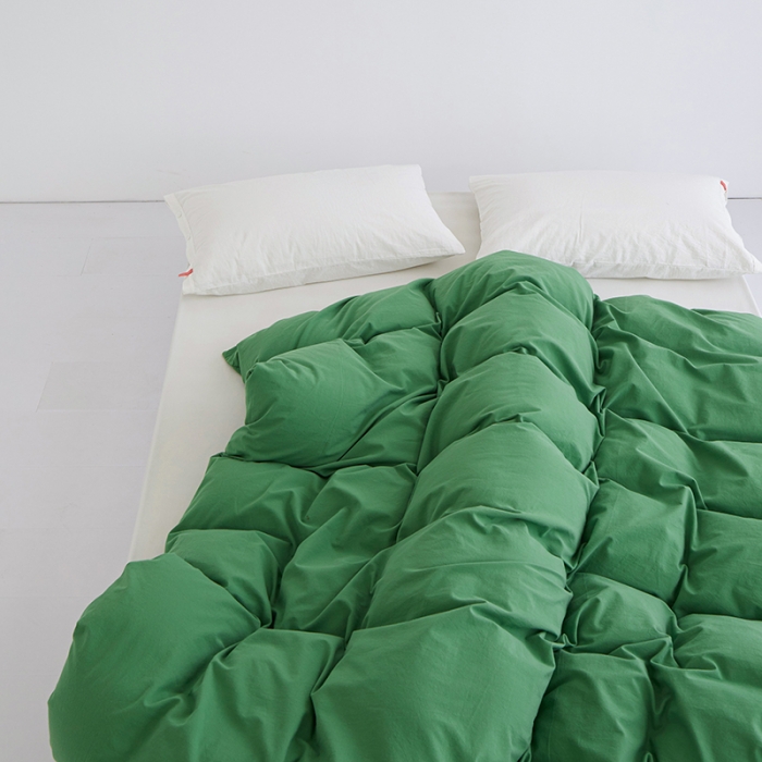 91家纺网 家纺一手货源 找家纺 安莱生活 2023新款水洗棉全棉色织高支高密纽扣款工艺单品被套 军绿