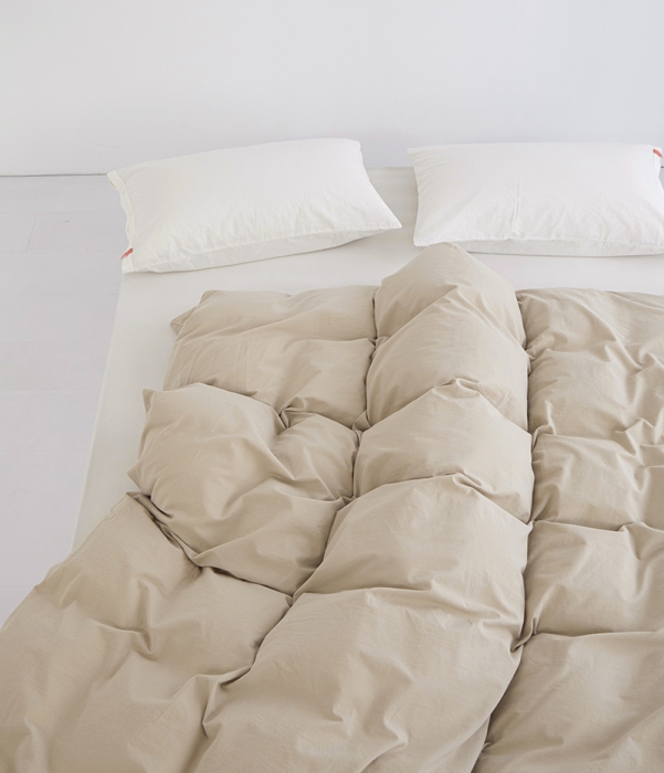 91家纺网 家纺一手货源 找家纺 安莱生活 2023新款水洗棉全棉色织高支高密纽扣款工艺单品被套 米驼