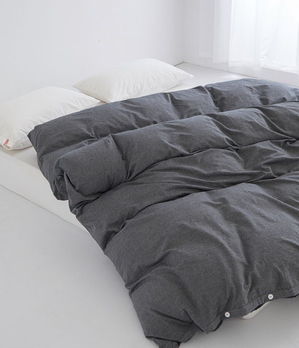 91家纺网 家纺一手货源 找家纺 安莱生活 2023新款水洗棉全棉色织高支高密纽扣款工艺单品被套 深灰