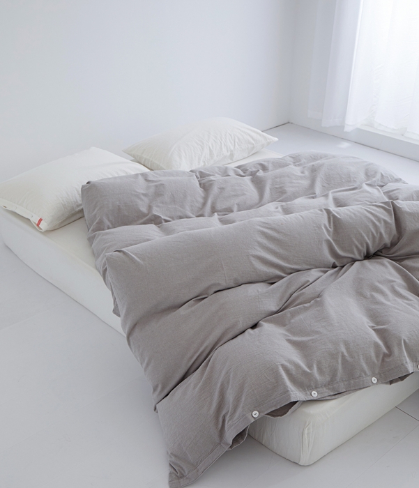 91家纺网 家纺一手货源 找家纺 安莱生活 2023新款水洗棉全棉色织高支高密纽扣款工艺单品被套 银灰