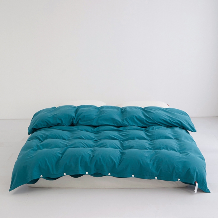 91家纺网 家纺一手货源 找家纺 安莱生活 2023新款水洗棉全棉色织高支高密纽扣款工艺单品被套 筠雾