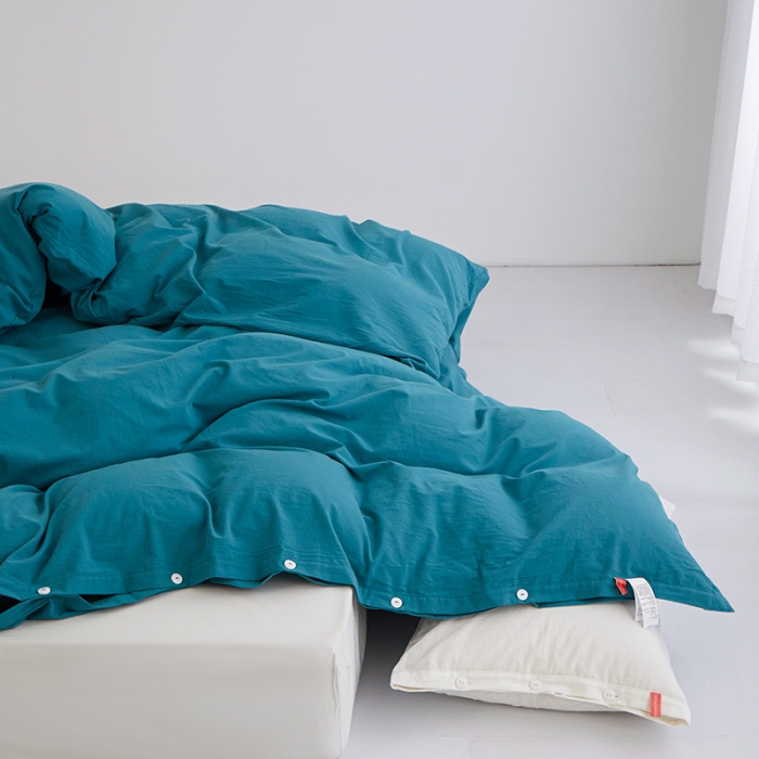 91家纺网 家纺一手货源 找家纺 安莱生活 2023新款水洗棉全棉色织高支高密纽扣款工艺单品被套 筠雾