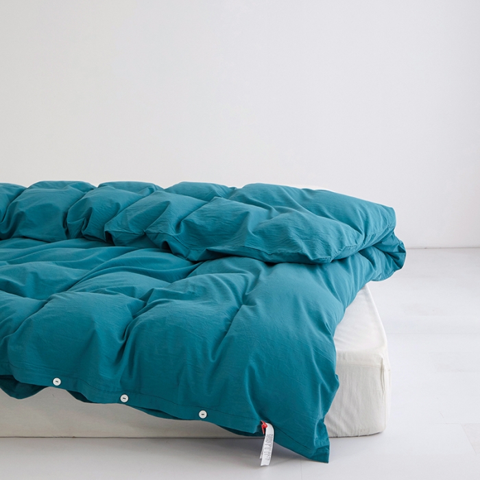 91家纺网 家纺一手货源 找家纺 安莱生活 2023新款水洗棉全棉色织高支高密纽扣款工艺单品被套 筠雾