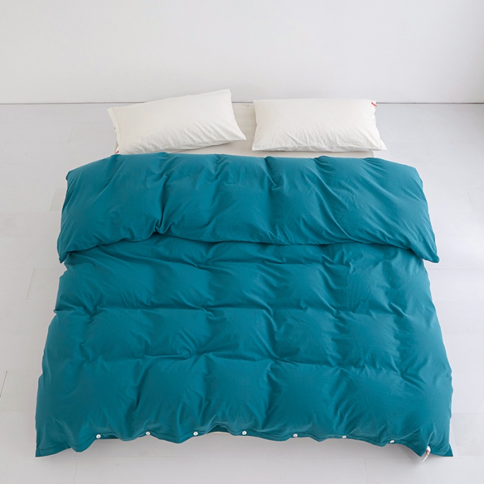 91家纺网 家纺一手货源 找家纺 安莱生活 2023新款水洗棉全棉色织高支高密纽扣款工艺单品被套 筠雾