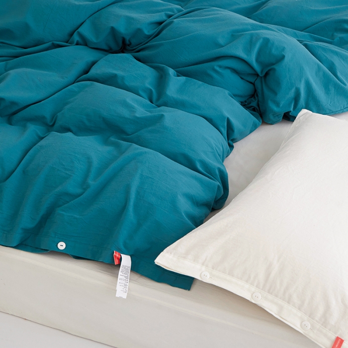 91家纺网 家纺一手货源 找家纺 安莱生活 2023新款水洗棉全棉色织高支高密纽扣款工艺单品被套 筠雾