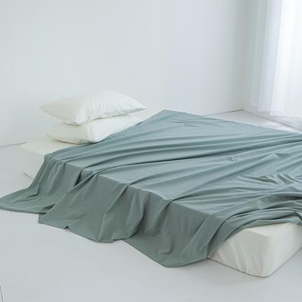 91家纺网 家纺一手货源 找家纺 安莱生活 2023新款水洗棉全棉色织高支高密纽扣款工艺单品床单 灰绿