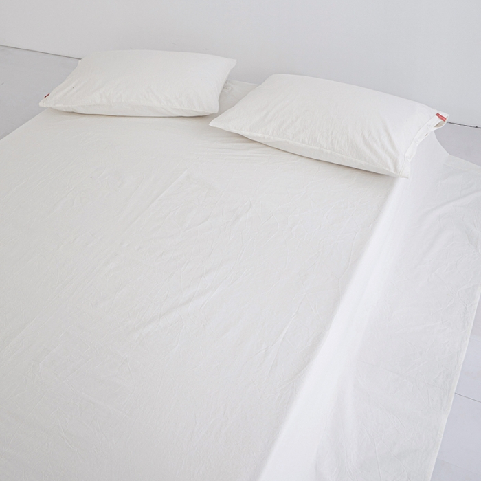 91家纺网 家纺一手货源 找家纺 安莱生活 2023新款水洗棉全棉色织高支高密纽扣款工艺单品床单 纯白