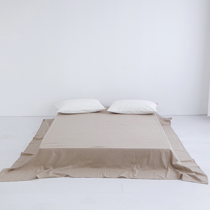 91家纺网 家纺一手货源 找家纺 安莱生活 2023新款水洗棉全棉色织高支高密纽扣款工艺单品床单 卡其