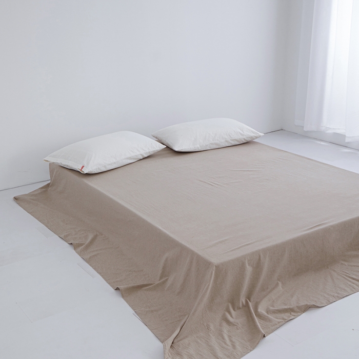 91家纺网 家纺一手货源 找家纺 安莱生活 2023新款水洗棉全棉色织高支高密纽扣款工艺单品床单 卡其