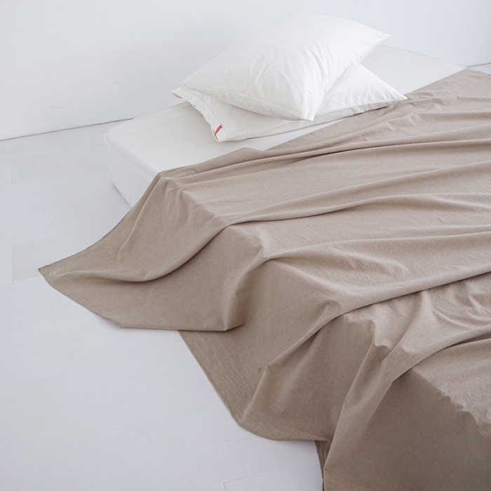 91家纺网 家纺一手货源 找家纺 安莱生活 2023新款水洗棉全棉色织高支高密纽扣款工艺单品床单 卡其