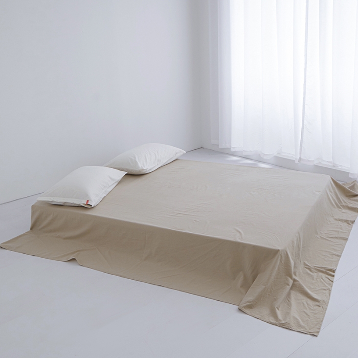 91家纺网 家纺一手货源 找家纺 安莱生活 2023新款水洗棉全棉色织高支高密纽扣款工艺单品床单 米驼