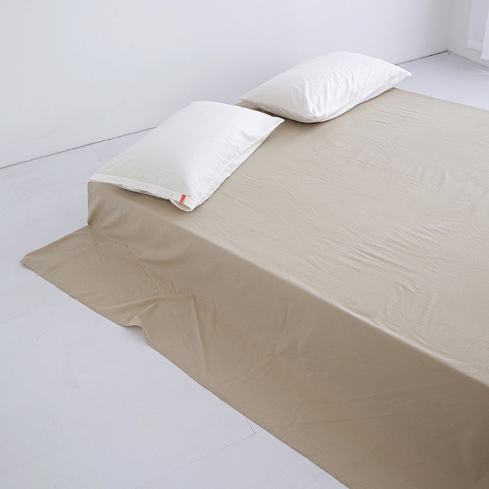 91家纺网 家纺一手货源 找家纺 安莱生活 2023新款水洗棉全棉色织高支高密纽扣款工艺单品床单 米驼