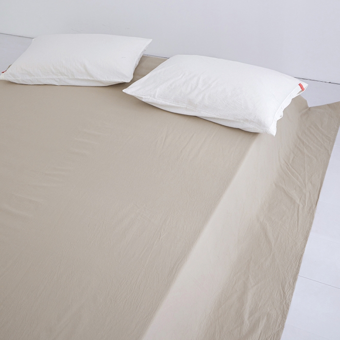 91家纺网 家纺一手货源 找家纺 安莱生活 2023新款水洗棉全棉色织高支高密纽扣款工艺单品床单 米驼