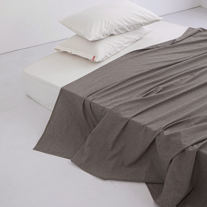 91家纺网 家纺一手货源 找家纺 安莱生活 2023新款水洗棉全棉色织高支高密纽扣款工艺单品床单 浅咖