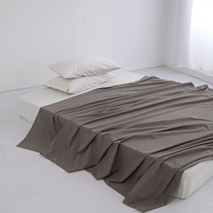 91家纺网 家纺一手货源 找家纺 安莱生活 2023新款水洗棉全棉色织高支高密纽扣款工艺单品床单 浅咖