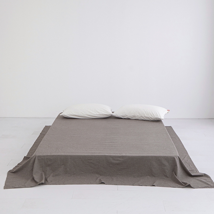 91家纺网 家纺一手货源 找家纺 安莱生活 2023新款水洗棉全棉色织高支高密纽扣款工艺单品床单 浅咖