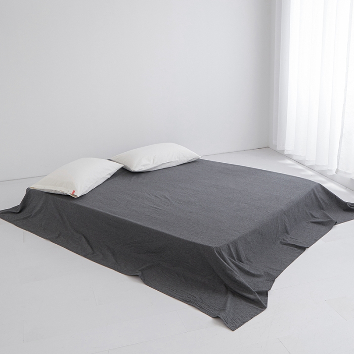 91家纺网 家纺一手货源 找家纺 安莱生活 2023新款水洗棉全棉色织高支高密纽扣款工艺单品床单 深灰