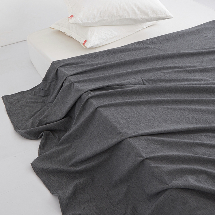 91家纺网 家纺一手货源 找家纺 安莱生活 2023新款水洗棉全棉色织高支高密纽扣款工艺单品床单 深灰