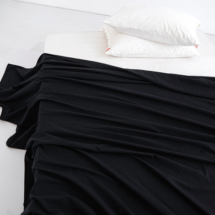 91家纺网 家纺一手货源 找家纺 安莱生活 2023新款水洗棉全棉色织高支高密纽扣款工艺单品床单 炭黑