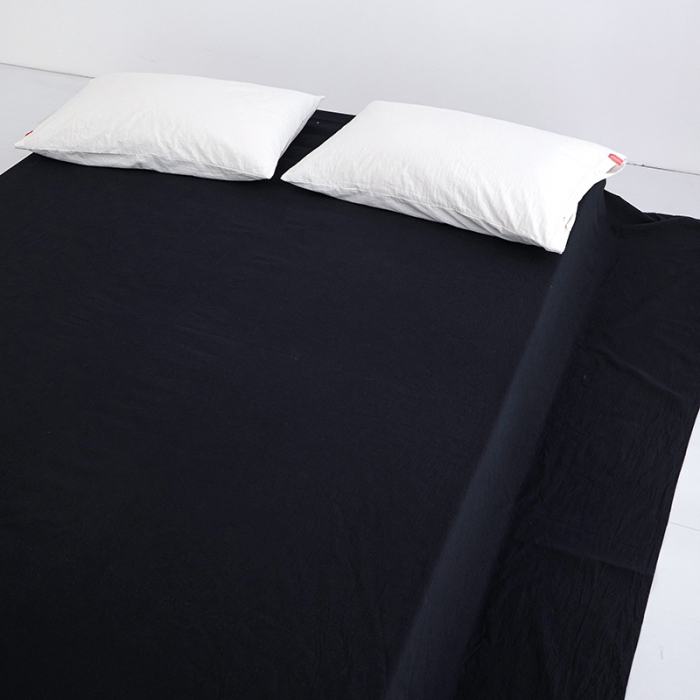 91家纺网 家纺一手货源 找家纺 安莱生活 2023新款水洗棉全棉色织高支高密纽扣款工艺单品床单 炭黑