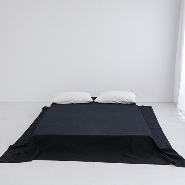 91家纺网 家纺一手货源 找家纺 安莱生活 2023新款水洗棉全棉色织高支高密纽扣款工艺单品床单 炭黑