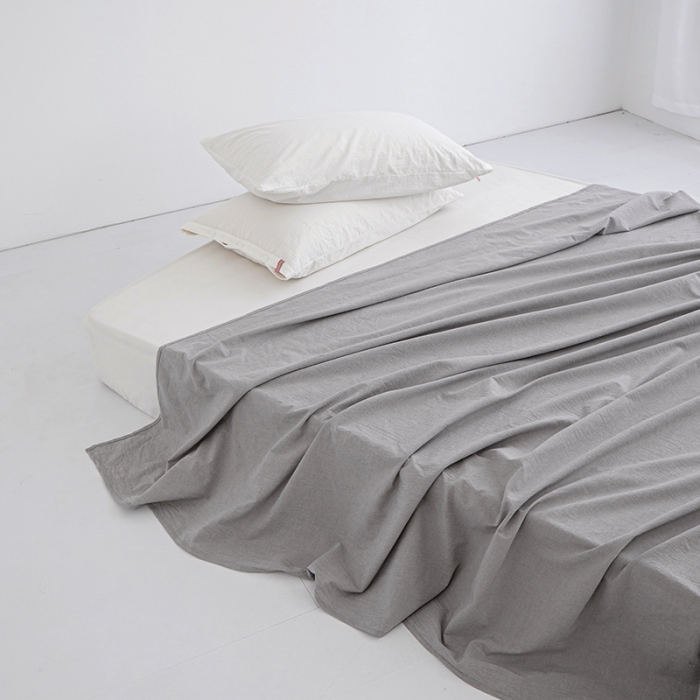 91家纺网 家纺一手货源 找家纺 安莱生活 2023新款水洗棉全棉色织高支高密纽扣款工艺单品床单 银灰