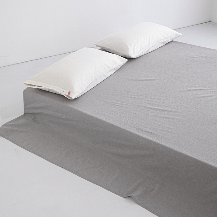 91家纺网 家纺一手货源 找家纺 安莱生活 2023新款水洗棉全棉色织高支高密纽扣款工艺单品床单 银灰